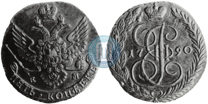 Фото 5 копеек 1790 года ЕМ 