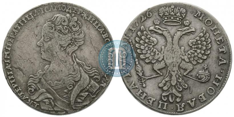 Фото 1 рубль 1726 года  "Московский тип, портрет влево"