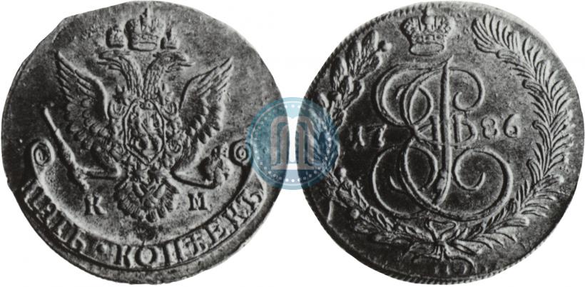 Фото 5 копеек 1786 года КМ 