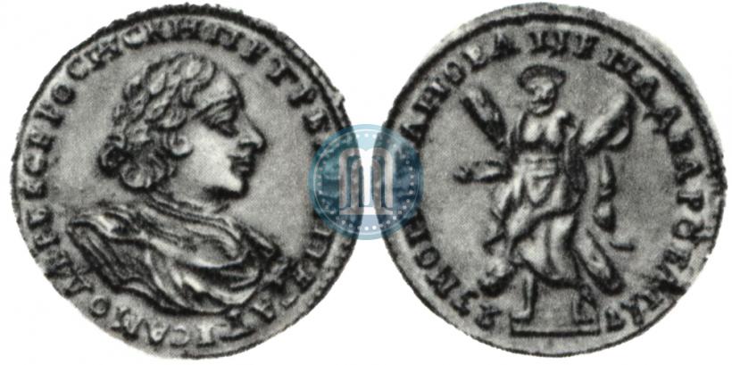 Picture 2 roubles 1723 year  "Portrait in armour"