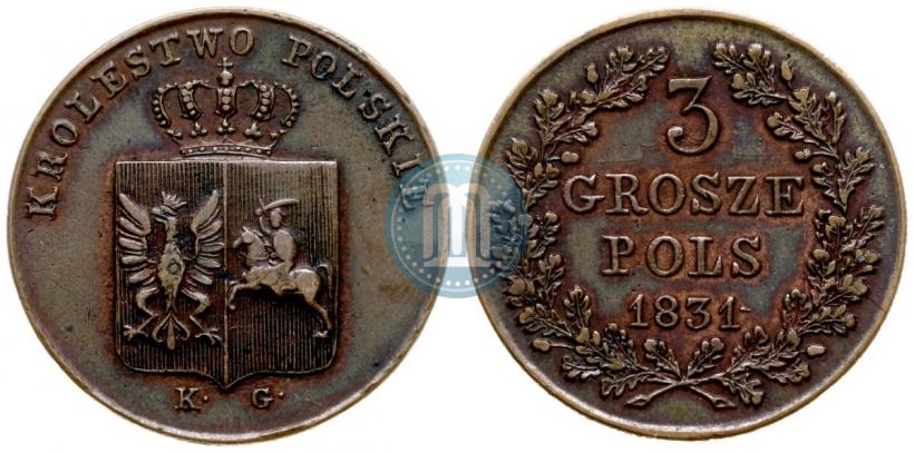 Фото 3 гроша 1831 года KG "Польское восстание"