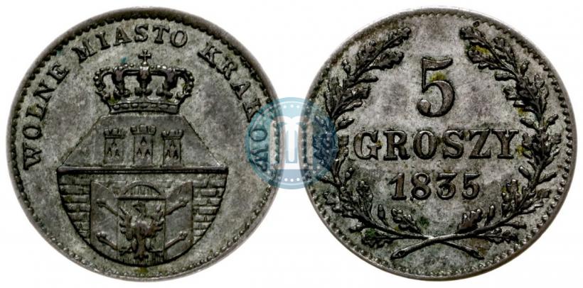 Фото 5 грошей 1835 года  "Свободный город Краков"