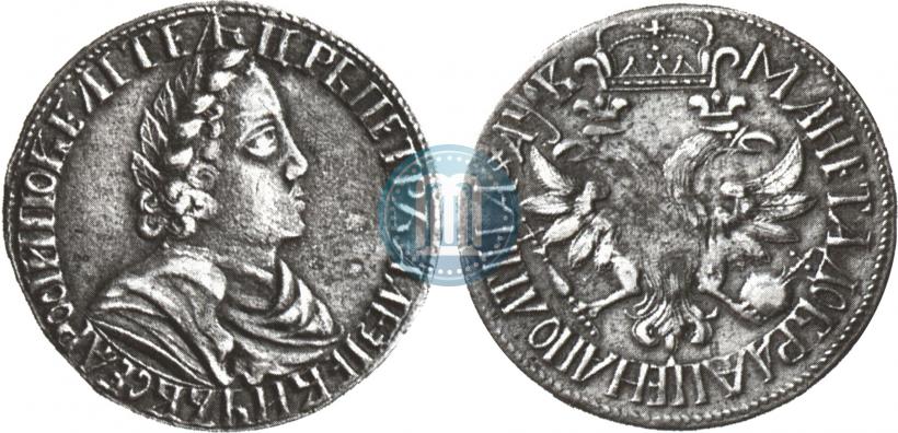 Picture Poltina 1702 year  "Without ribbons near the wreath"