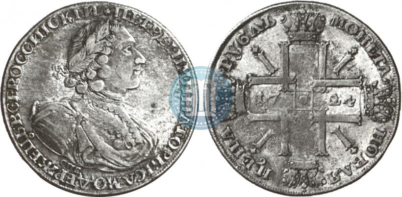 Picture 1 rouble 1724 year СПБ "Sun rouble, portrait in armour"