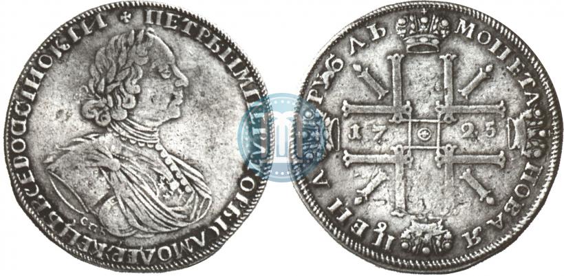 Фото 1 рубль 1725 года СПБ "Солнечный в латах"