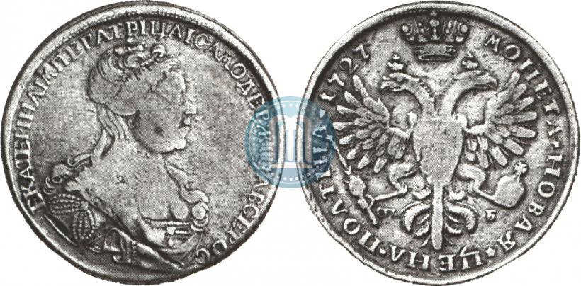 Фото Полтина 1727 года СПБ "Петербургский тип, портрет вправо"