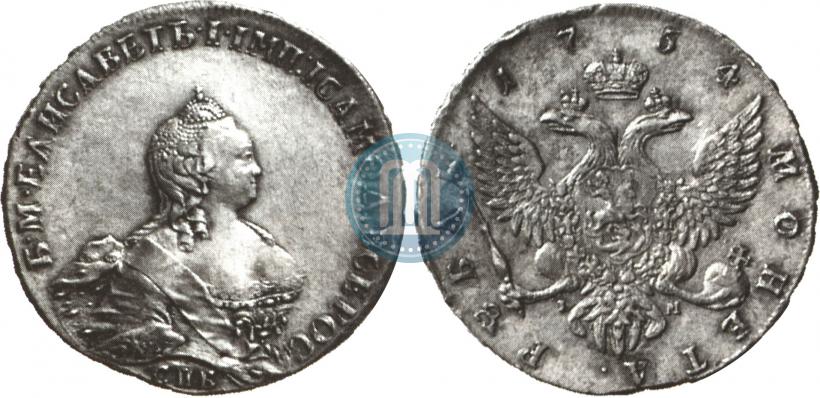 Picture 1 rouble 1754 year СПБ-IМ "Portrait by Benjamin Scott"