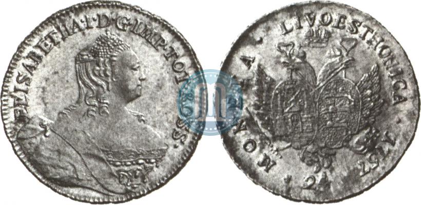 Picture 24 kopecks 1757 year  "For Livonia"