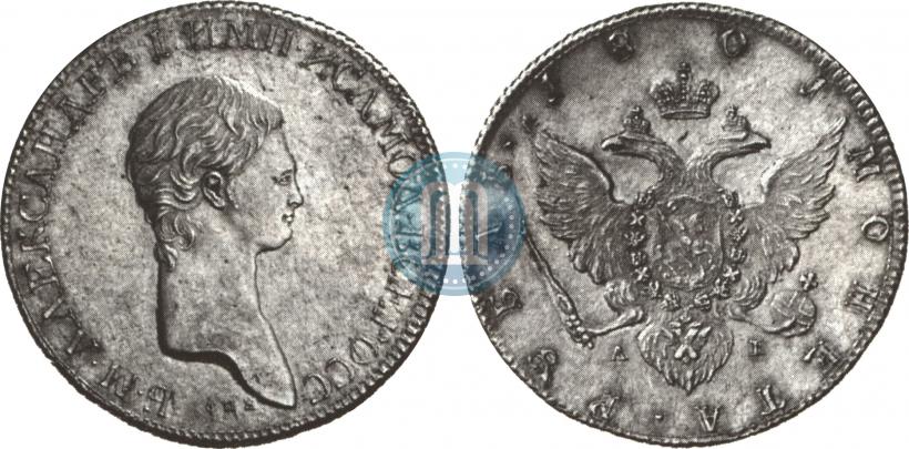 Picture 1 rouble 1801 year СПБ-AI "A portrait with a long neck. Pattern"
