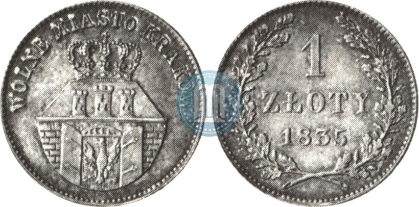 Фото 1 злотый 1835 года  "Свободный город Краков"