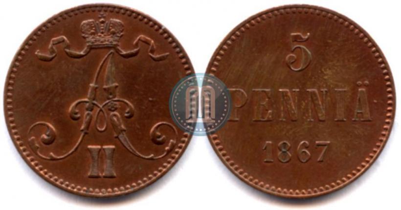 Picture 5 pennia 1867 year  