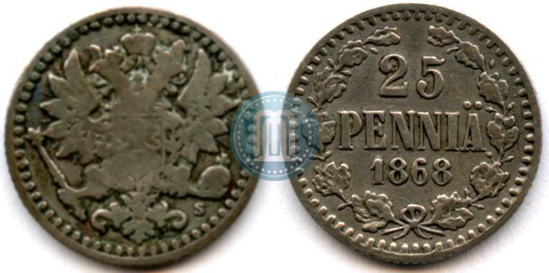 Фото 25 пенни 1868 года S 