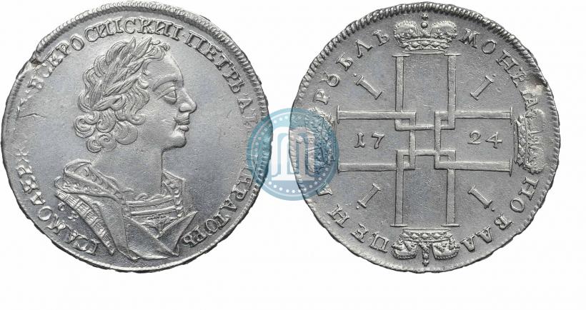 Фото 1 рубль 1724 года OK "Портрет в античных доспехах"