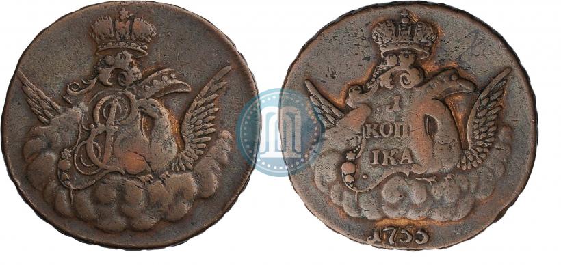Фото 1 копейка 1755 года  