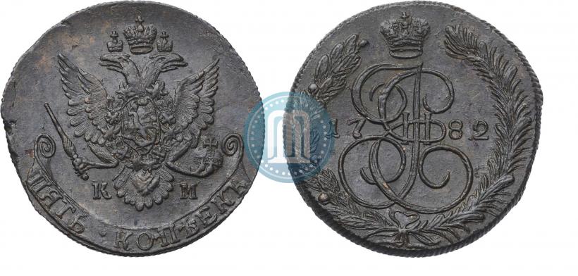 Фото 5 копеек 1782 года КМ 