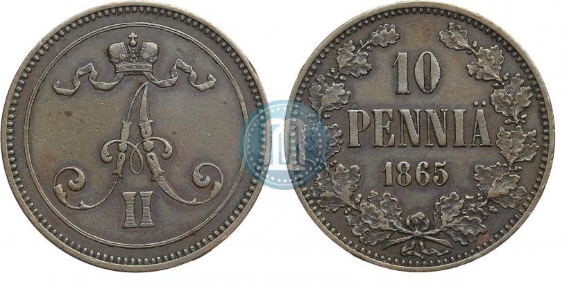 Фото 10 пенни 1865 года  