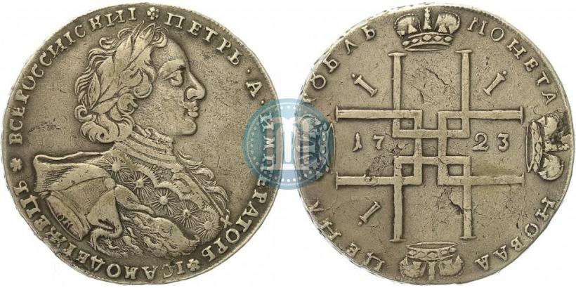 Фото 1 рубль 1723 года OK "Портрет в горностаевой мантии"