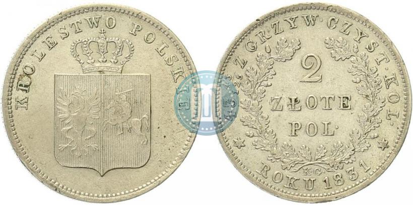Picture 2 złote 1831 year KG "Polish uprising"