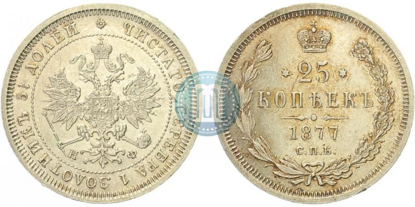 Фото 25 копеек 1877 года СПБ-НФ 