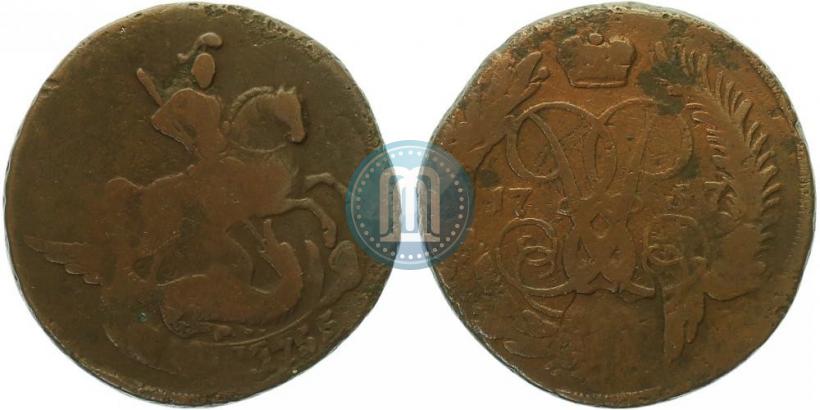 Фото 2 копейки 1757 года  "Номинал под Св. Георгием"