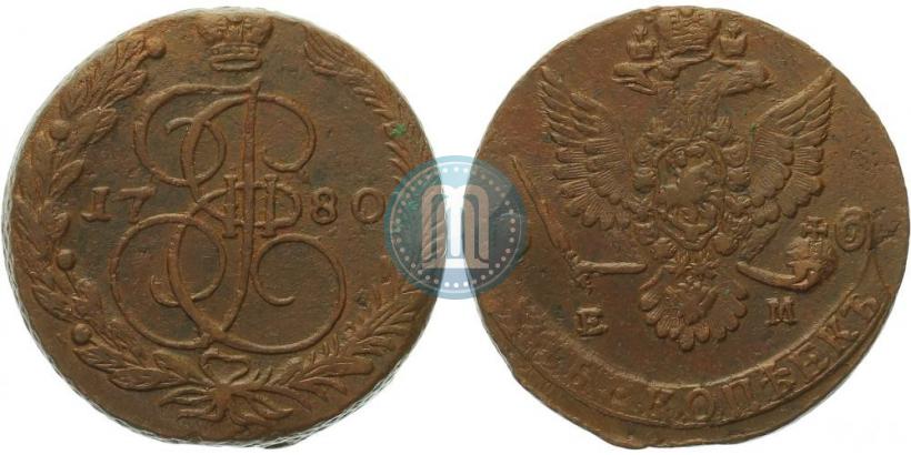 Picture 5 kopecks 1780 year ЕМ 