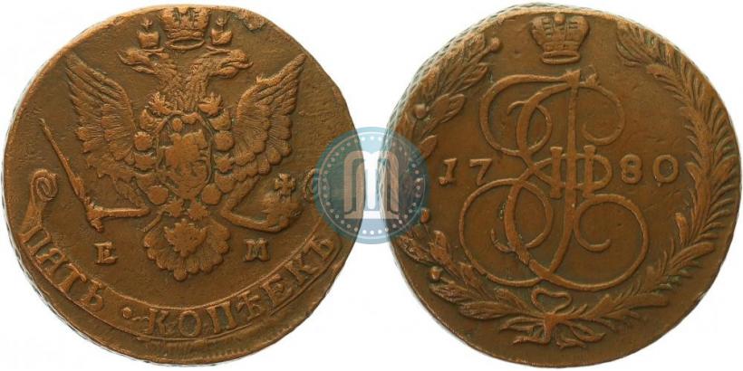 Picture 5 kopecks 1780 year ЕМ 