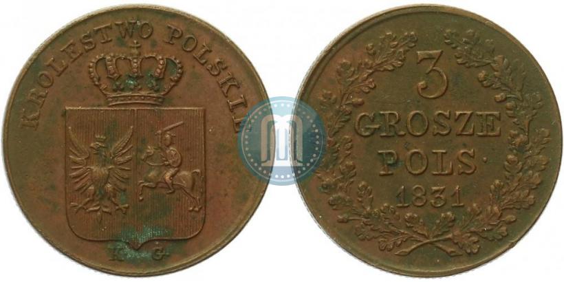 Фото 3 гроша 1831 года KG "Польское восстание"