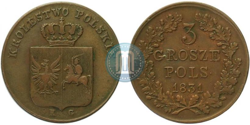 Фото 3 гроша 1831 года KG "Польское восстание"