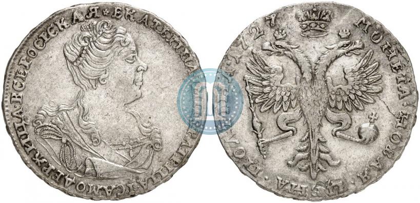 Фото Полтина 1727 года  "Московский тип, портрет вправо"