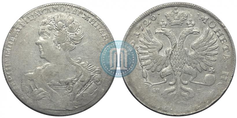 Picture 1 rouble 1726 year СПБ "Petersburg type, portrait turned to the left"