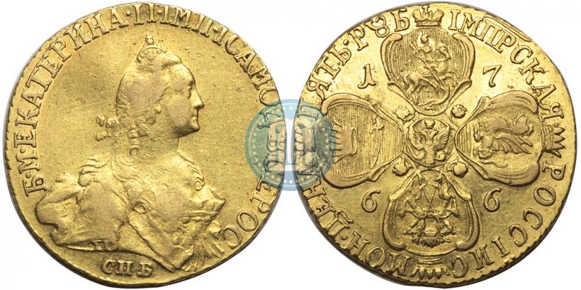 Фото 5 рублей 1766 года СПБ 
