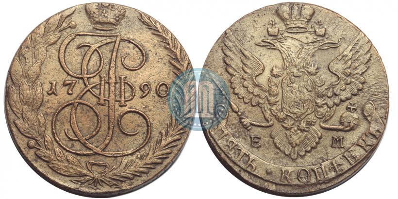 Picture 5 kopecks 1790 year ЕМ 
