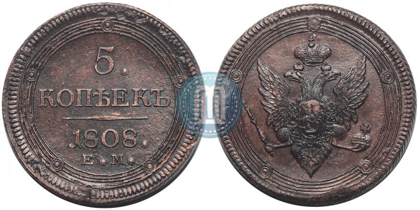 Picture 5 kopecks 1808 year ЕМ 