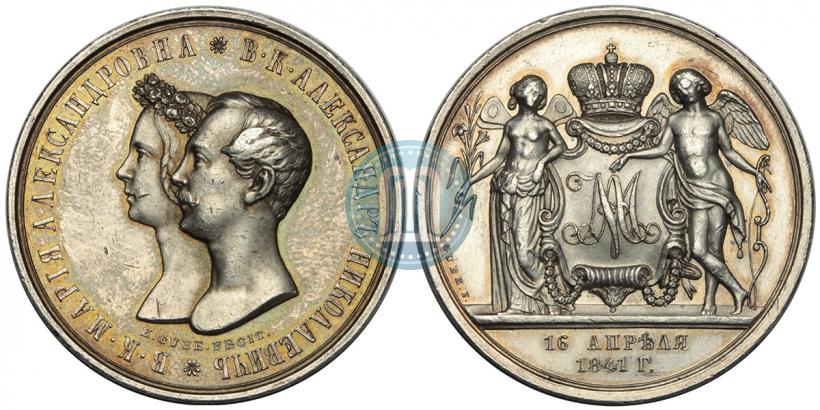 Picture Medal 1841 year H. GUBE. FECIT "In the memory of the wedding of the crown prince"