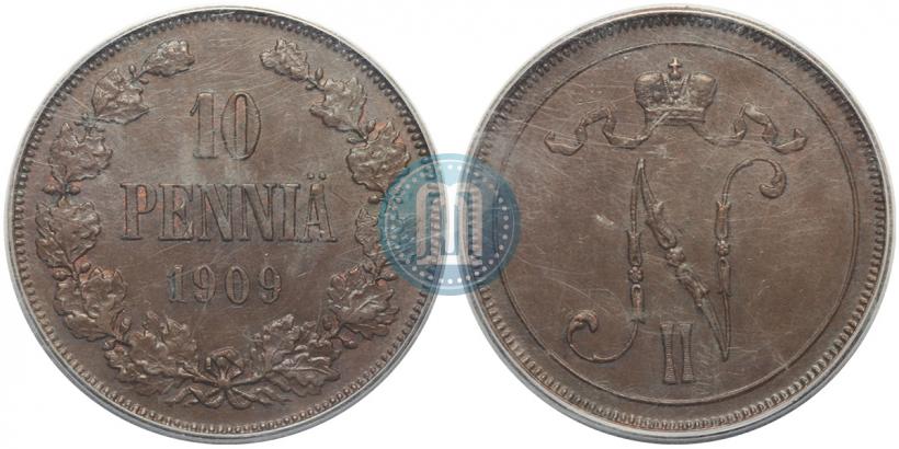 Picture 10 pennia 1909 year  