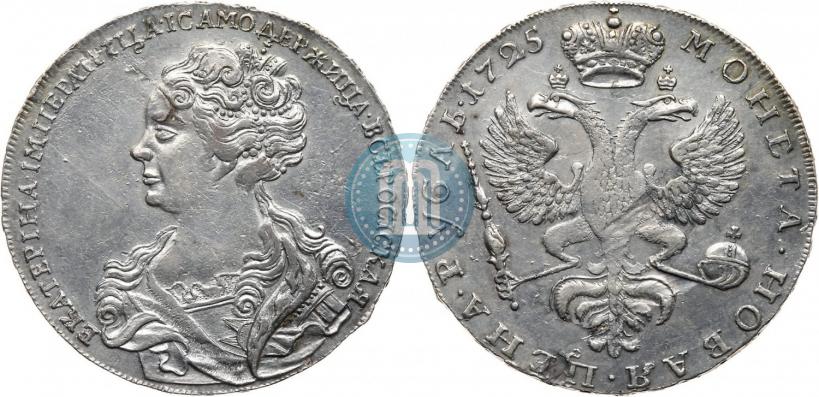 Фото 1 рубль 1725 года  "Московский тип, портрет влево"