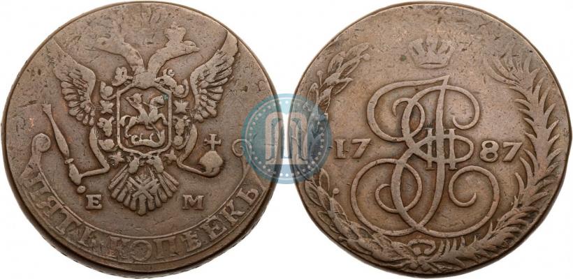 Picture 5 kopecks 1787 year ЕМ 