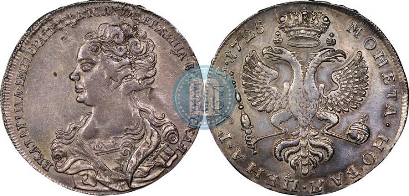 Фото 1 рубль 1725 года  "Московский тип, портрет влево"