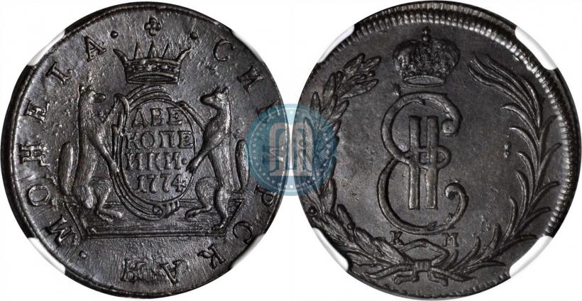 Picture 2 kopecks 1774 year КМ 