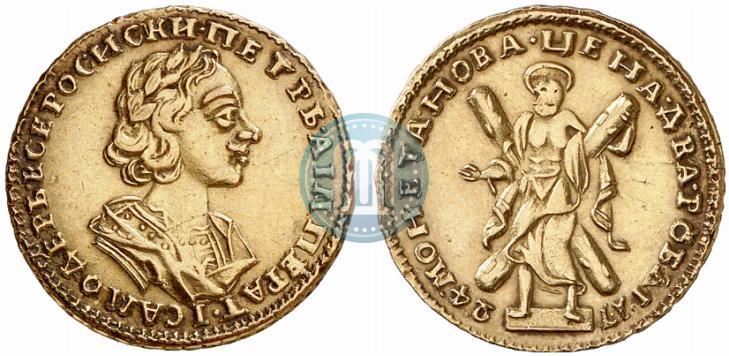 Picture 2 roubles 1724 year  "Portrait in ancient armour"