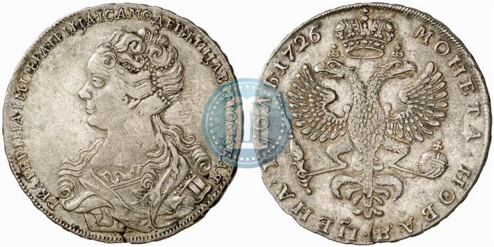 Фото 1 рубль 1726 года  "Московский тип, портрет влево"
