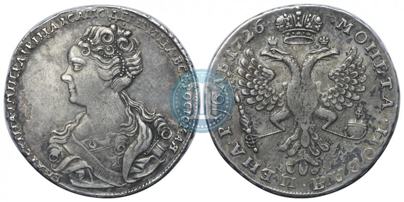 Picture 1 rouble 1726 year  "Moscow type, portrait turned to the left"
