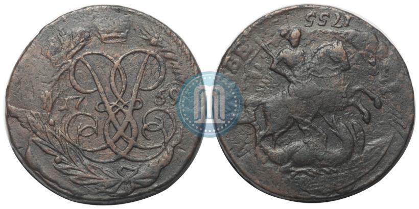 Фото 2 копейки 1757 года  "Номинал над Св. Георгием"