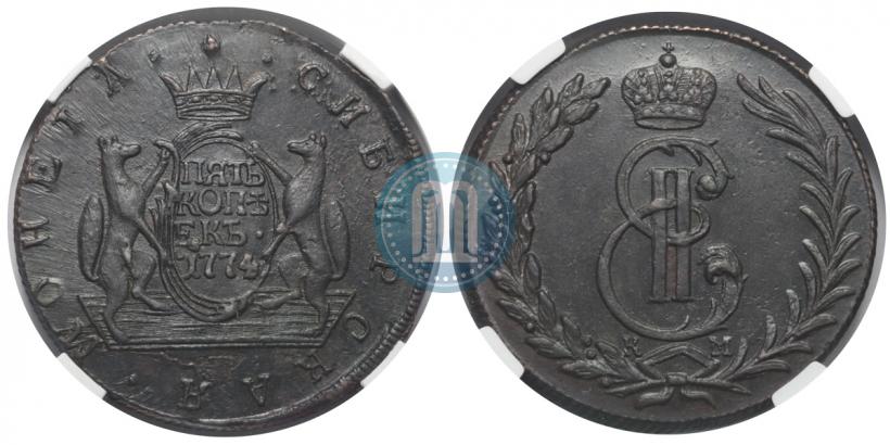 Фото 5 копеек 1774 года КМ 