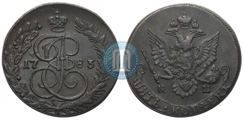 Фото 5 копеек 1783 года КМ 
