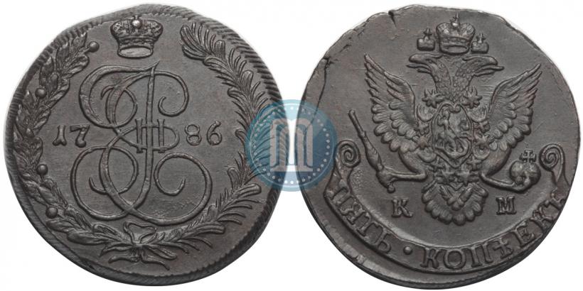 Фото 5 копеек 1786 года КМ 