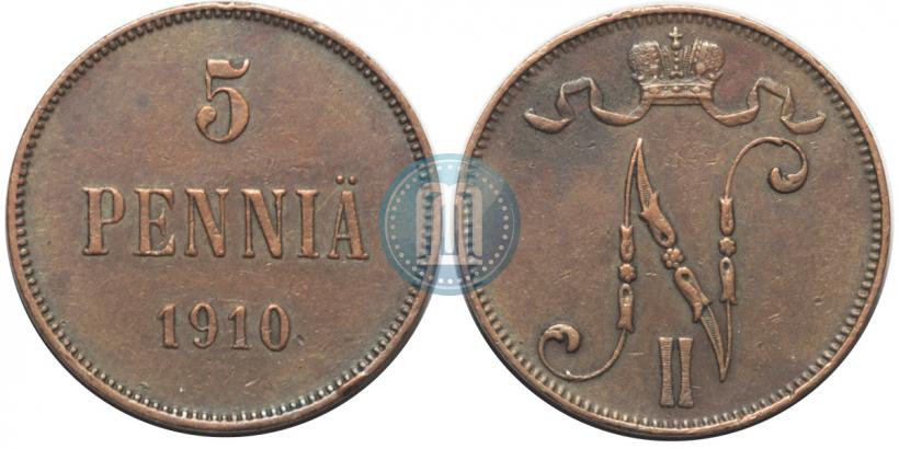 Фото 5 пенни 1910 года  