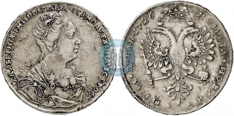 Picture 1 rouble 1726 year  "Moscow type, portrait turned to the right"