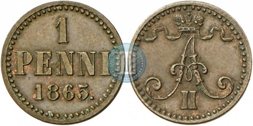 Фото 1 пенни 1865 года  
