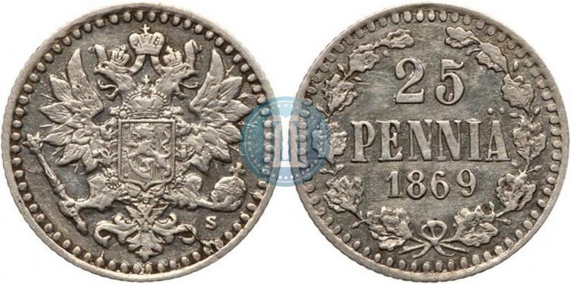 Picture 25 pennia 1869 year S 